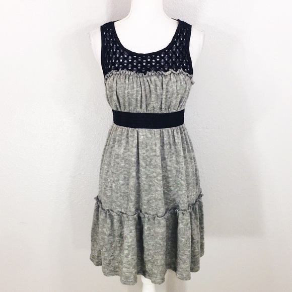 Ryu Dresses & Skirts - Ryu gray ruffle black lace dress